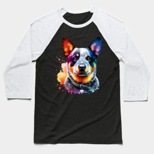 Watercolor Australian Cattle Dog Baseball T-Shirt